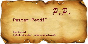 Petter Pető névjegykártya